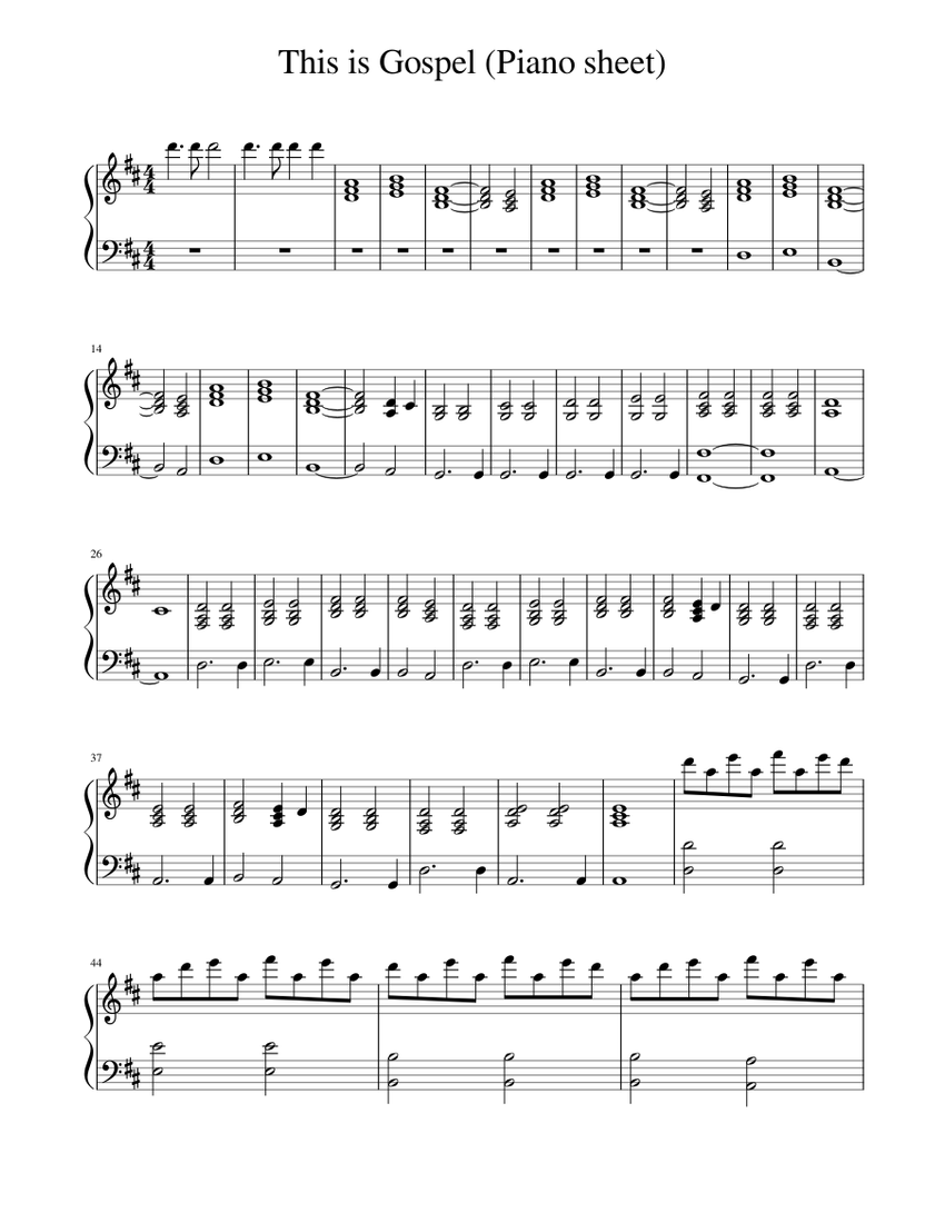 This Is Gospel Piano Sheet Sheet Music For Piano Download Free In Pdf Or Midi Musescore Com