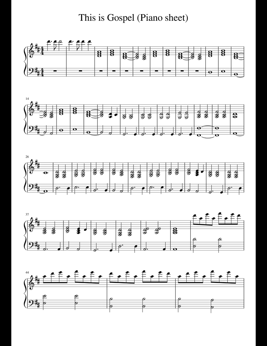 This Is Gospel Piano Sheet Sheet Music For Piano Download - easy roblox piano song sheets