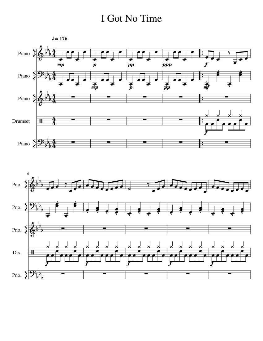 I Got No Time Sheet music for Piano, Drum Group (Mixed Quintet