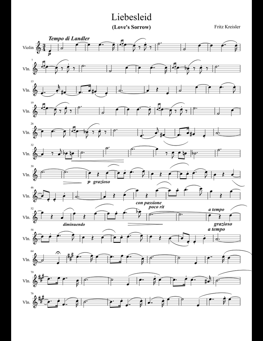 Love's Sorrow sheet music for Violin download free in PDF or MIDI