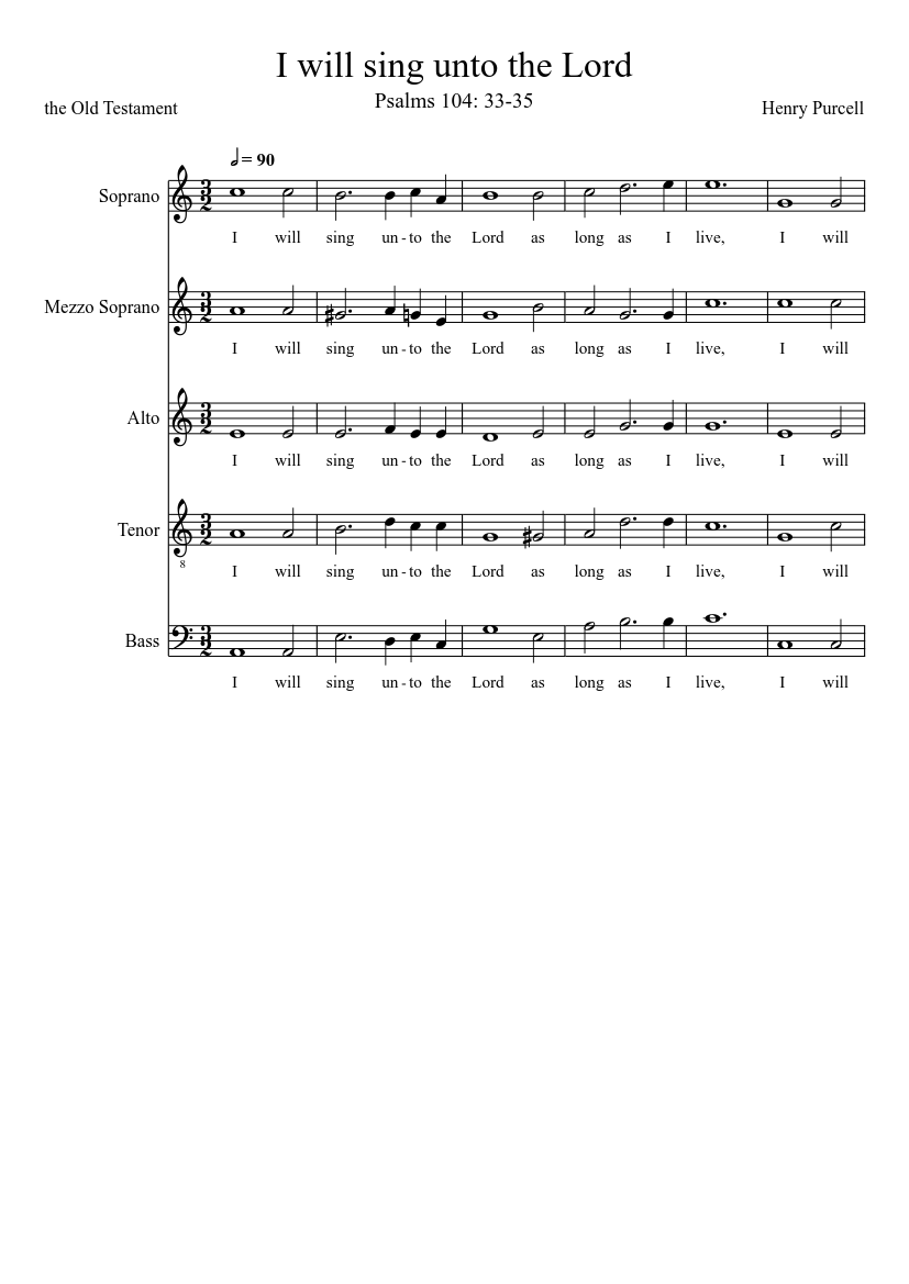I will sing unto the Lord sheet music for Organ download free in PDF or ...