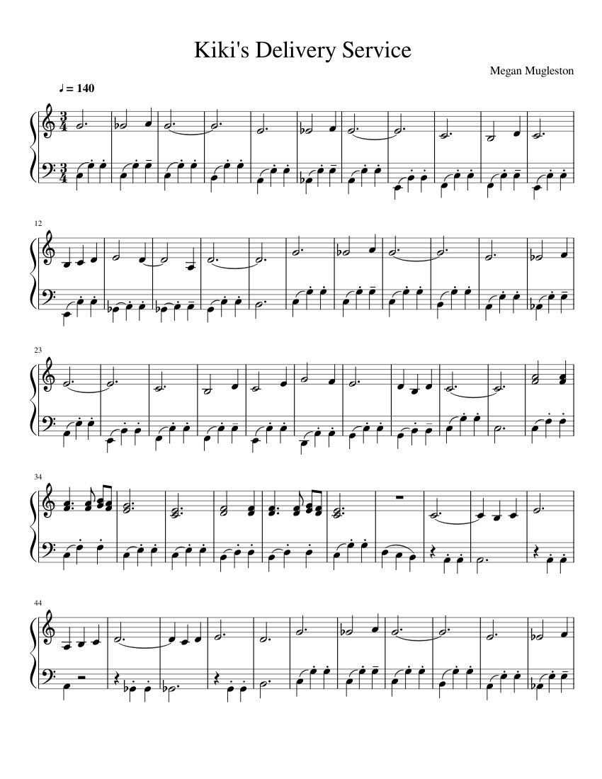 Kiki's Delivery Service Sheet music for Piano | Download free in PDF or ...