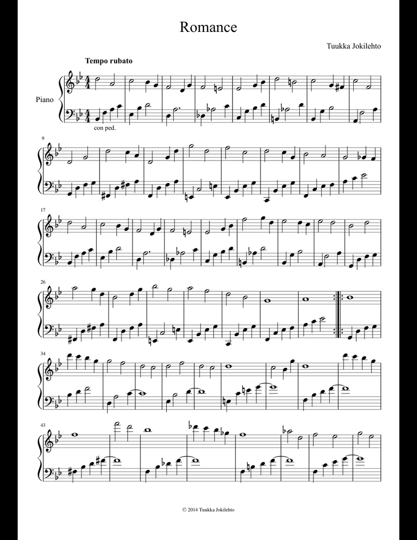 Romance sheet music for Piano download free in PDF or MIDI