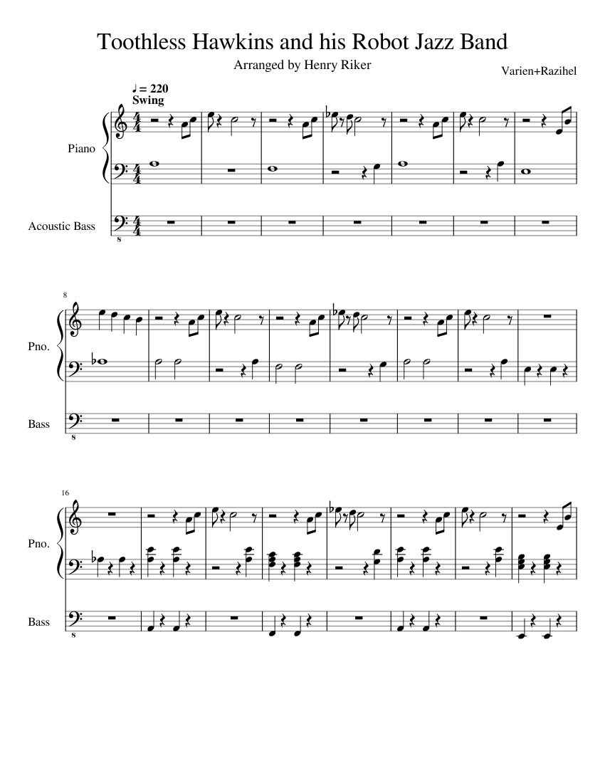 Jazz Band Sheet Music Typically, the notation i see as todd notes is the beginning of the tune is notated swing feel and then text notation for straight 8ths for the straight. jazz band sheet music