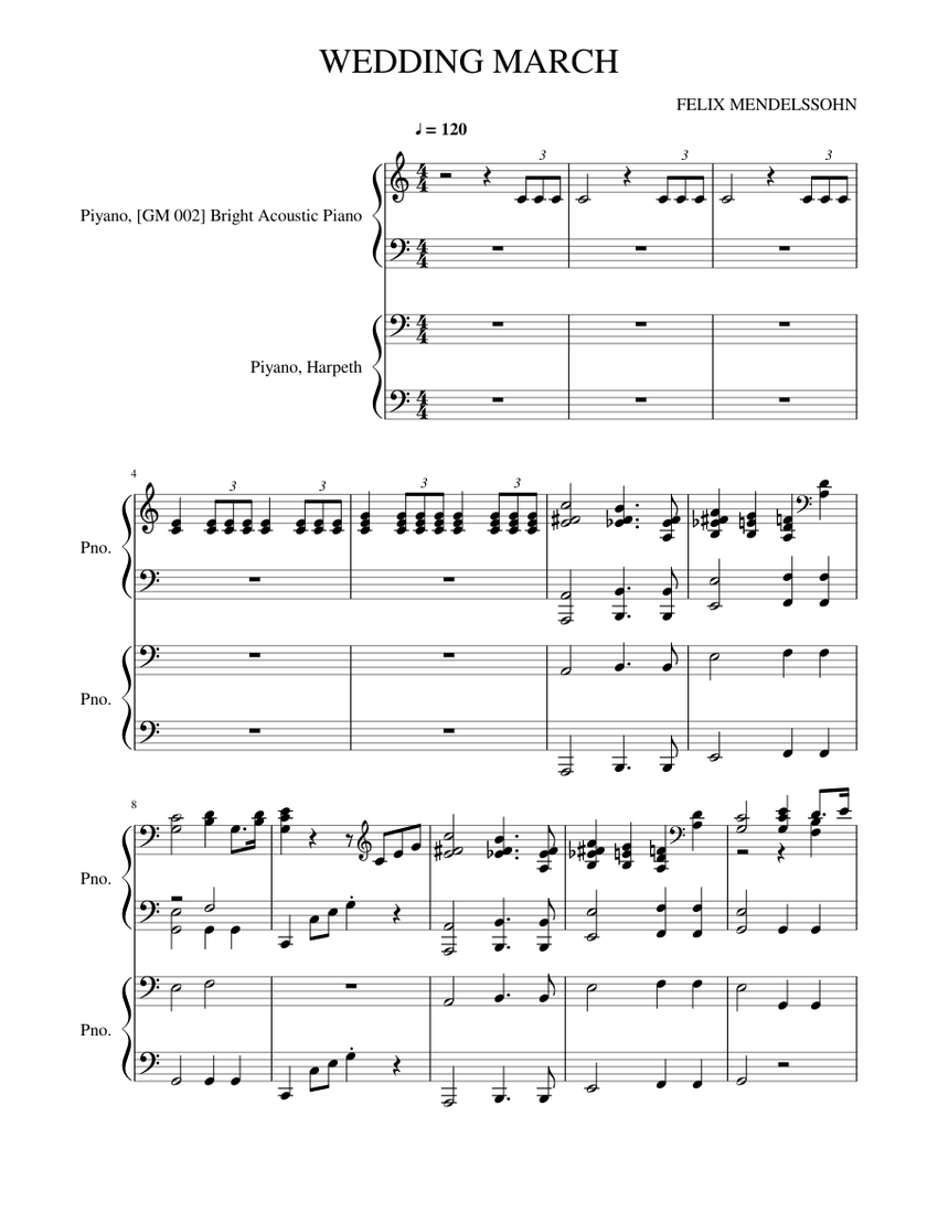 Wedding March Sheet music for Piano Download free in PDF