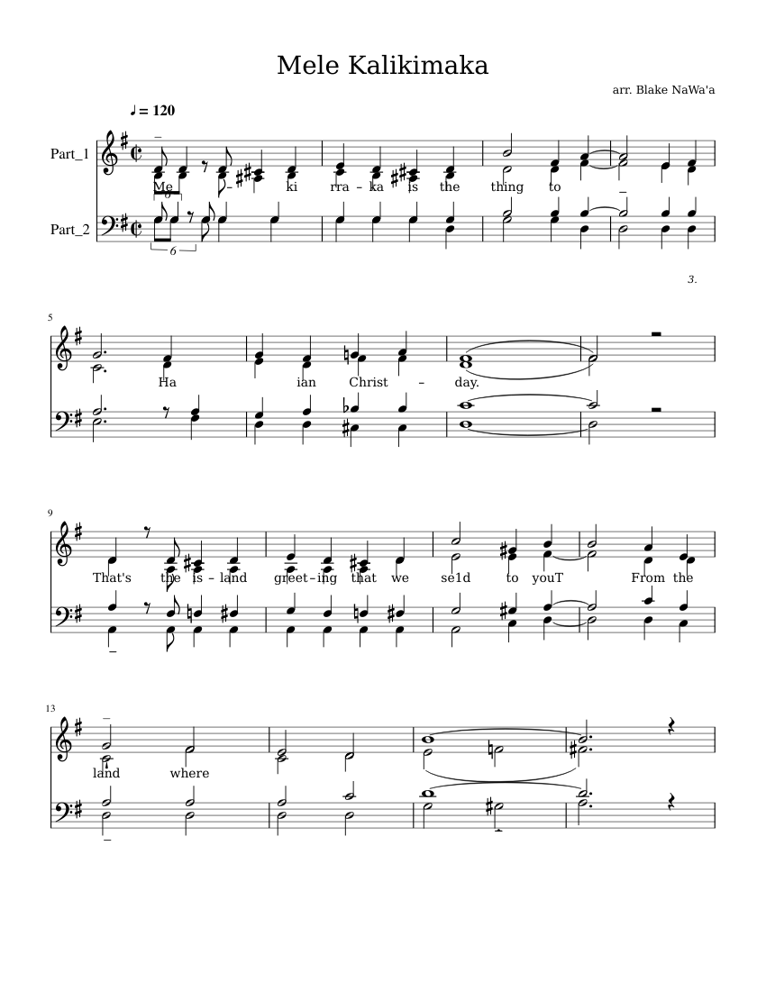 Mele Kalikimaka Sheet music for Voice | Download free in PDF or MIDI