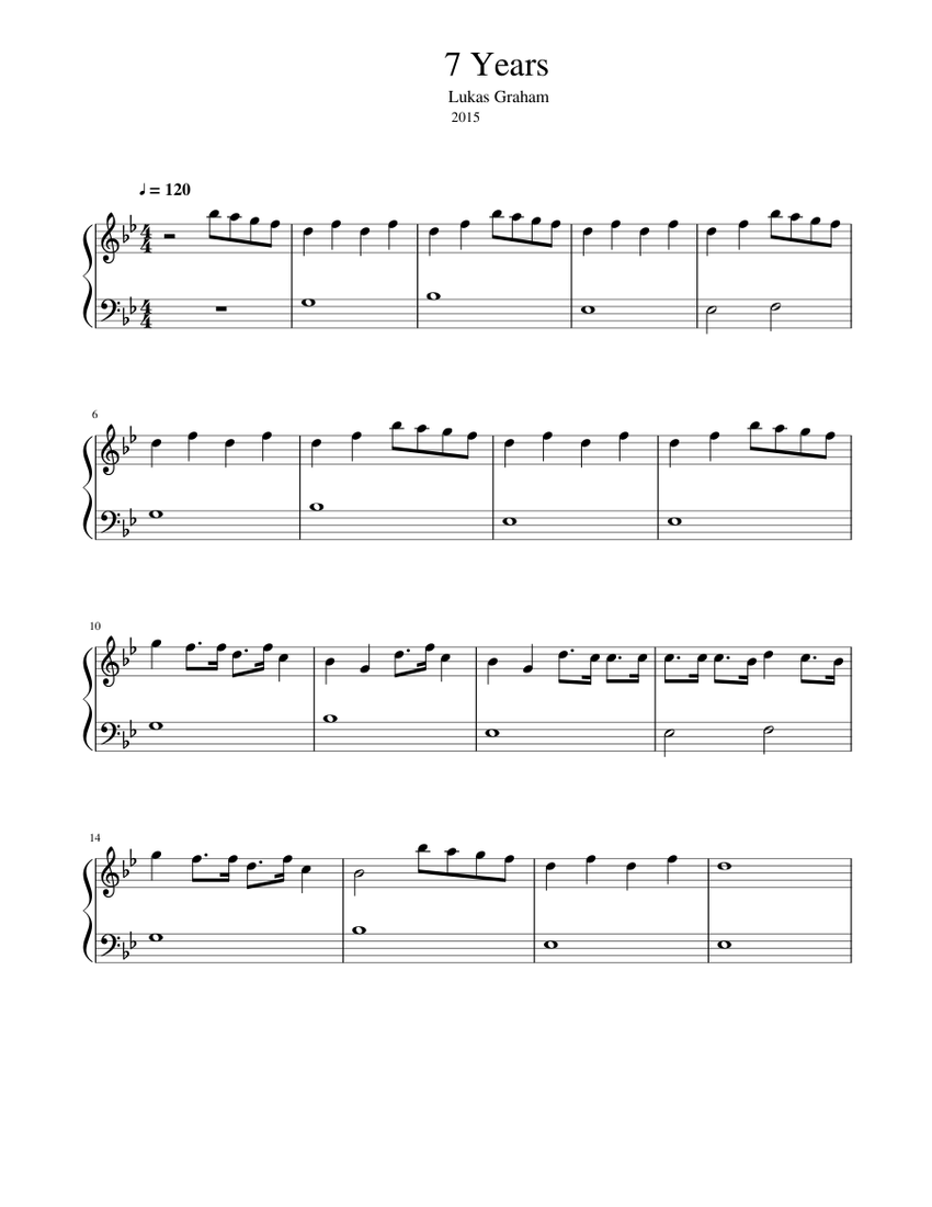 7 years Sheet music for Piano | Download free in PDF or MIDI ...