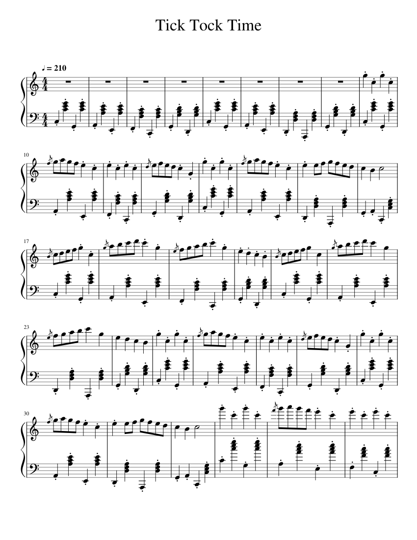 Tick Tock Time Sheet music for Piano (Solo) | Musescore.com