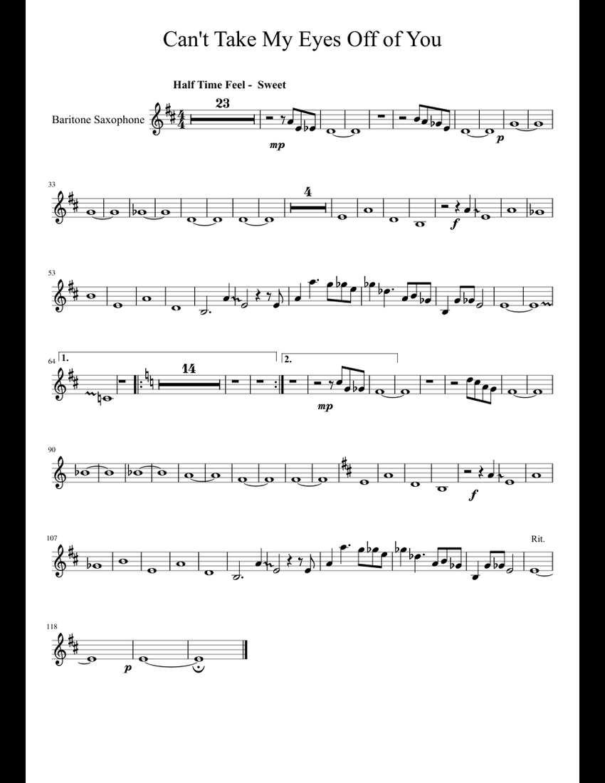 Baritone sheet music for Baritone Saxophone download free in PDF or MIDI