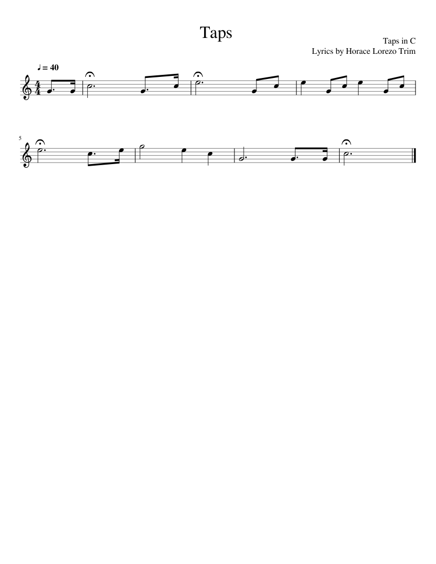Taps sheet music for Piano download free in PDF or MIDI
