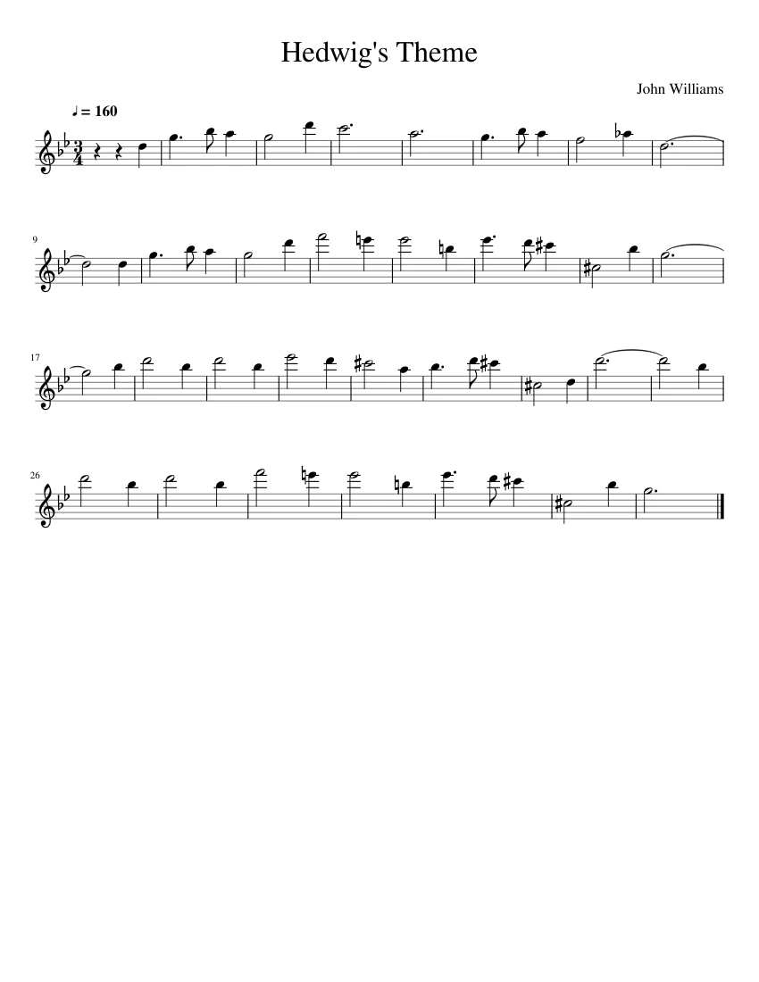 Hedwig S Theme Sheet Music For Flute Free Music I Ve Got.