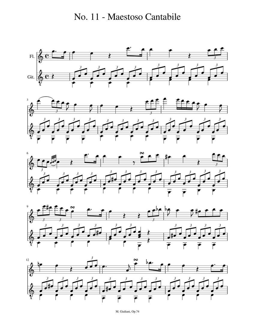 Mauro Giuliani - Op. 71 - No. 11 - Maestoso Cantabile Sheet music ...