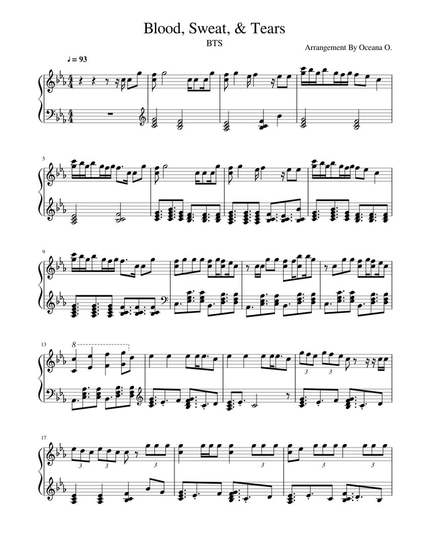 Bts Blood Sweat And Tears Piano