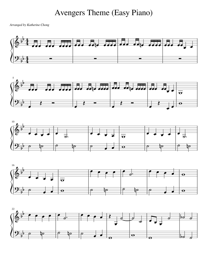 Avengers Theme Easy Piano Sheet music for Piano (Solo) | Musescore.com