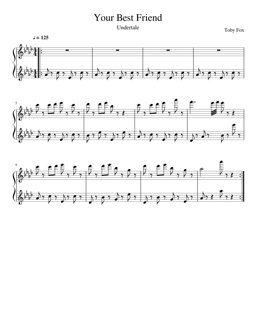 Your Best Friend Undertale Sheet Music For Piano Download Free - undertale piano notes roblox