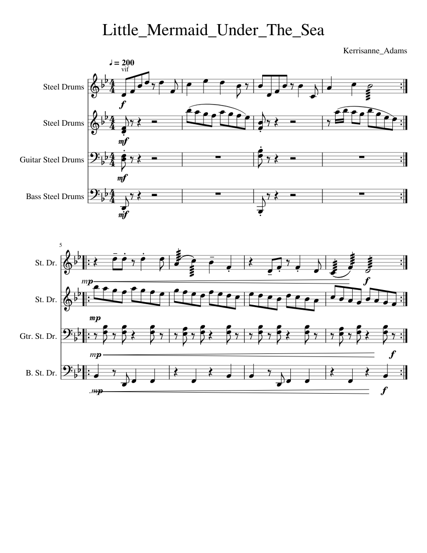 Little_Mermaid_Under_The_Sea Sheet music for Percussion Download free in PDF or MIDI