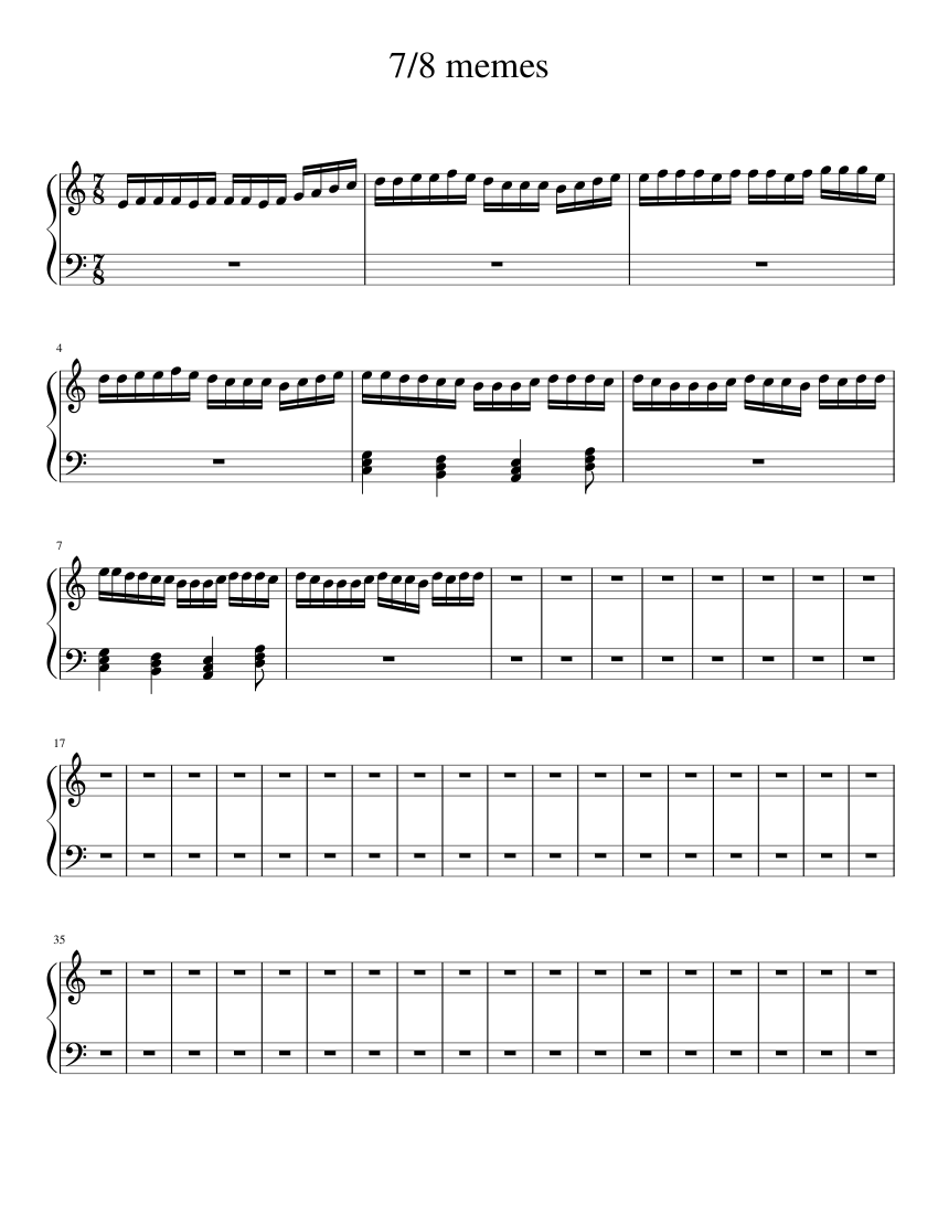 7/8 memes Sheet music for Piano | Download free in PDF or ...