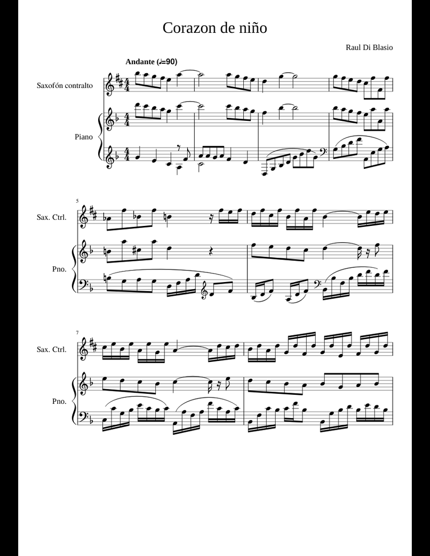 Corazon de nino Sax Alto Raul Di blasio sheet music for Piano, Alto