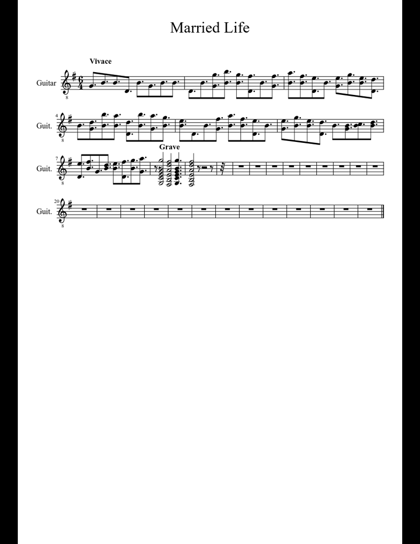 Married Life from Up sheet music for Guitar download free in PDF or MIDI