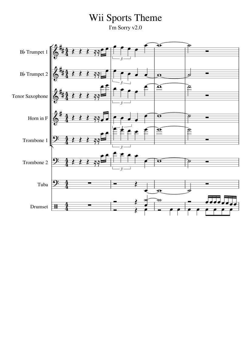 Wii Sports Theme Song Sheet Music