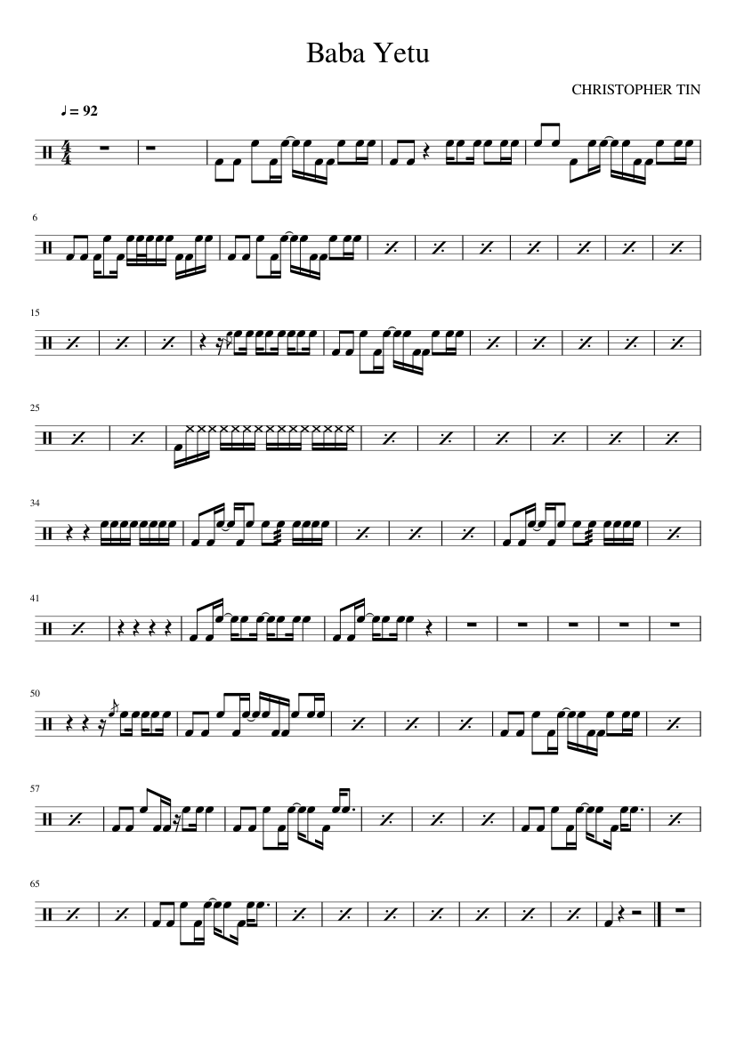 Baba Yetu sheet music for Percussion download free in PDF or MIDI