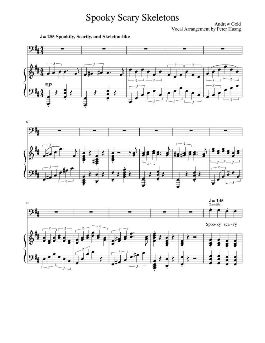 Spooky Scary Skeletons Sheet music for Piano, Voice | Download free in