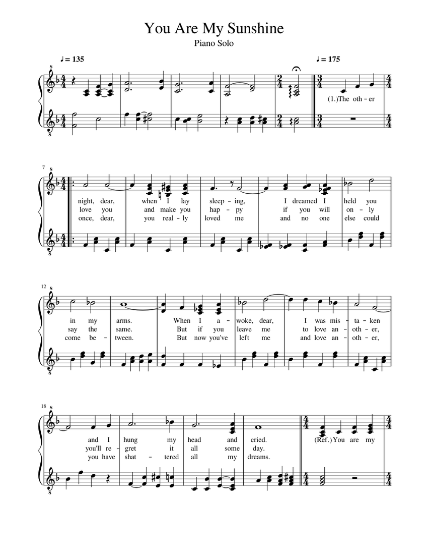 You Are My Sunshine Sheet music for Piano (Solo) — free download