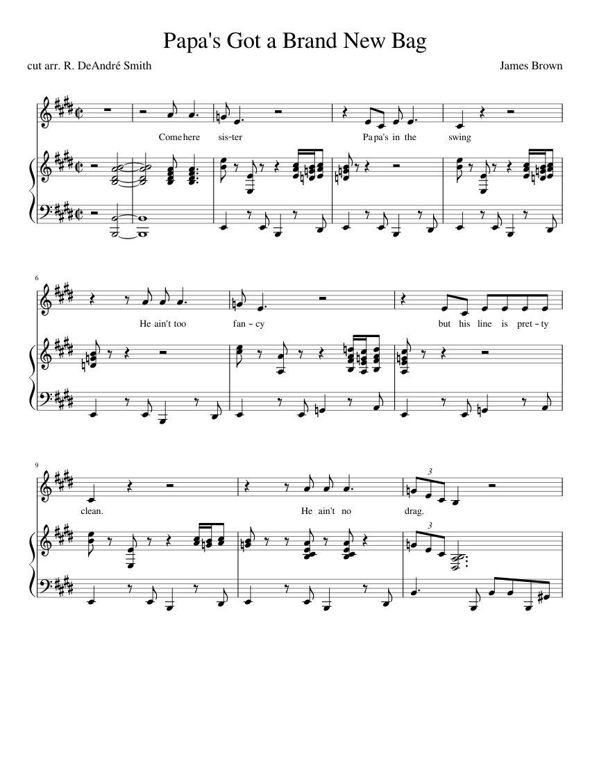 Papa&#39;s Got A Brand New Bag sheet music for Piano, Voice download free in PDF or MIDI