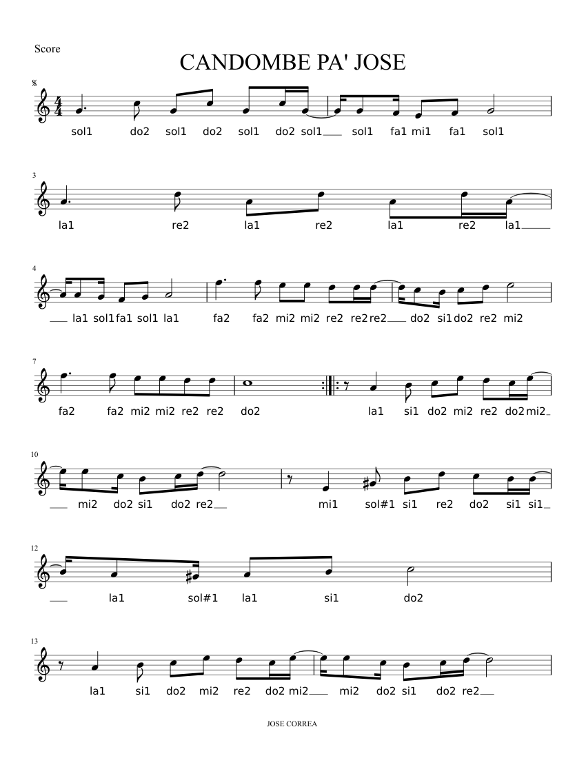 CANDOMBE PA' JOSE Sheet music | Musescore.com
