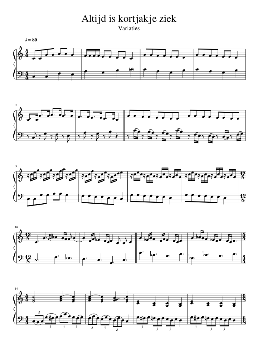 Hedendaags Altijd is kortjakje ziek Sheet music for Piano | Download free in BF-77