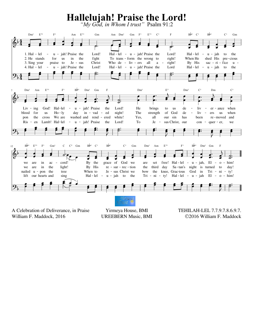 Hallelujah Praise the Lord sheet music download free in PDF or MIDI