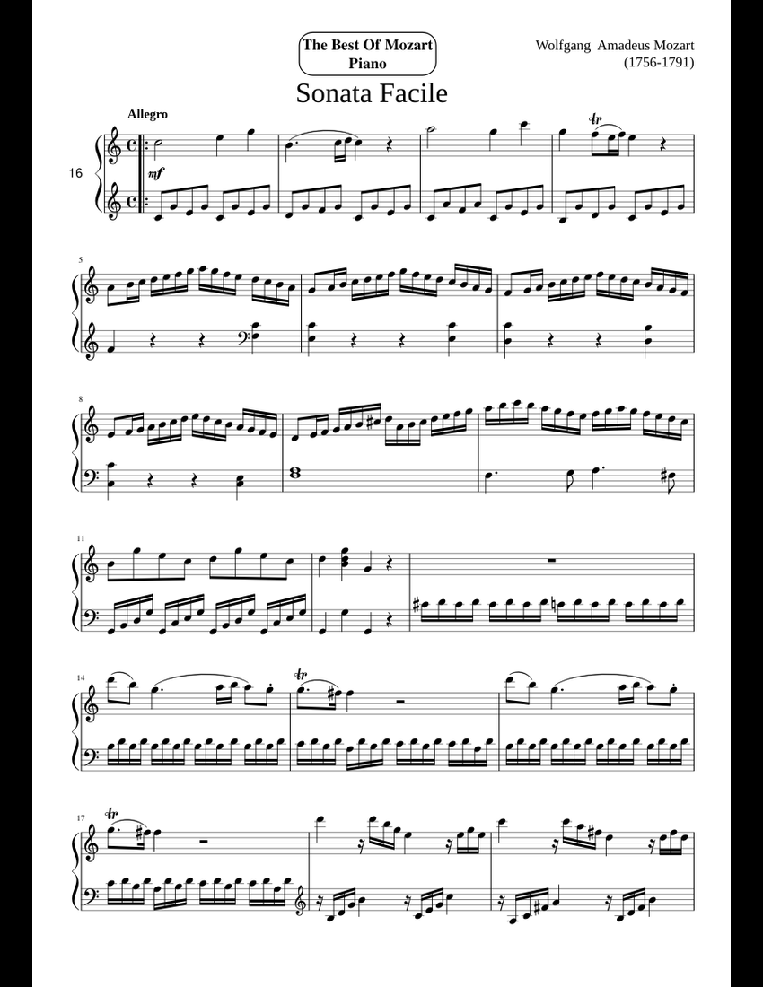 THE BEST OF MOZART sheet music for Piano download free in PDF or MIDI