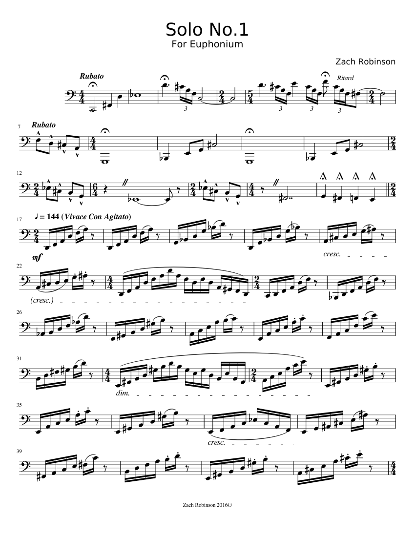 Solo No.1 "Euphonium" sheet music for Tuba download free in PDF or MIDI