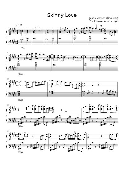 Bon Iver Sheet Music Free Download In Pdf Or Midi On Musescore Com