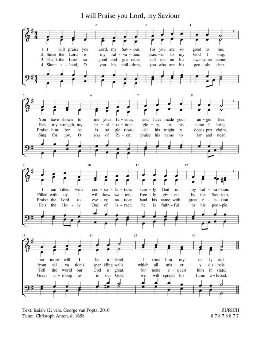 I Will Praise You LORD My Saviour Sheet music for Voice | Download free ...