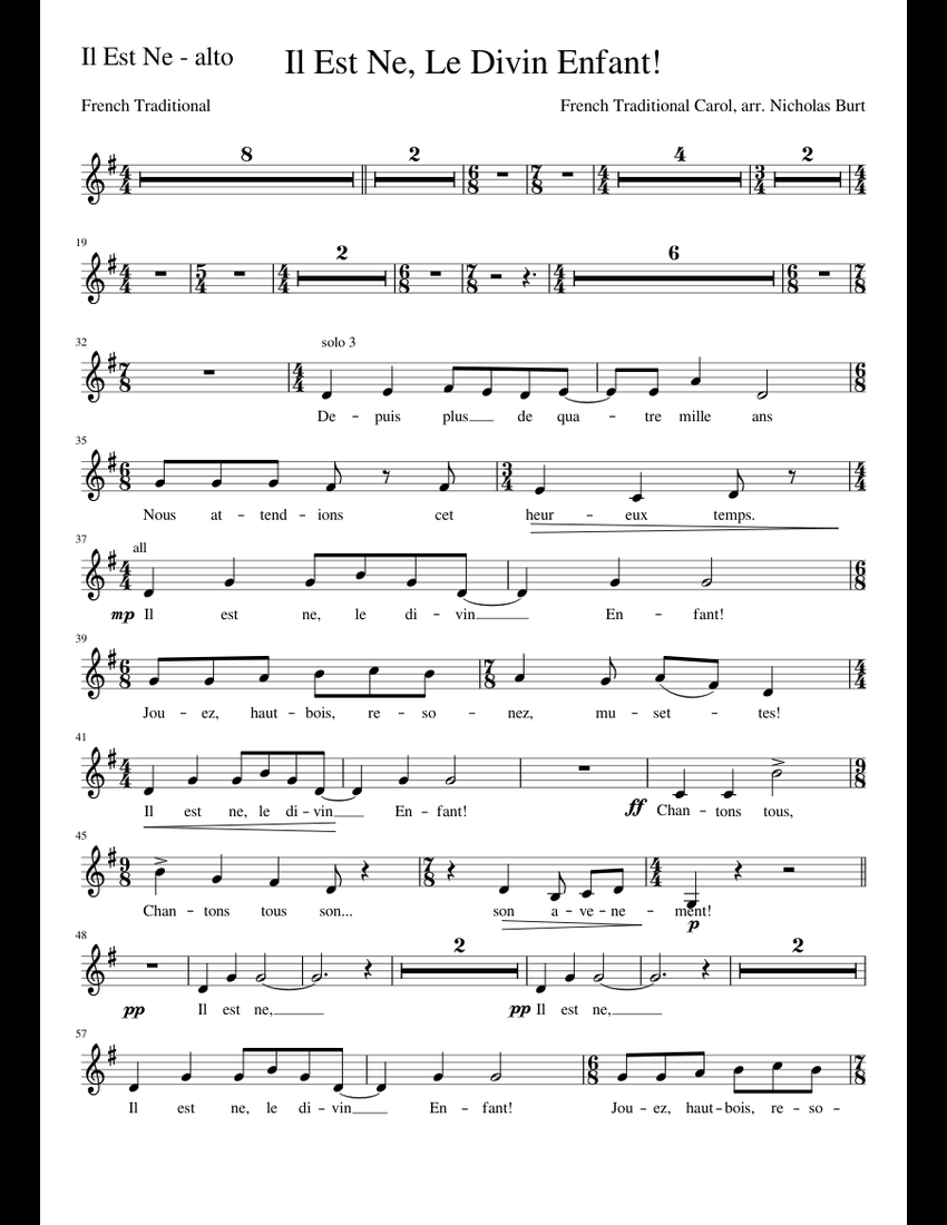 Il Est Ne Sheet Music