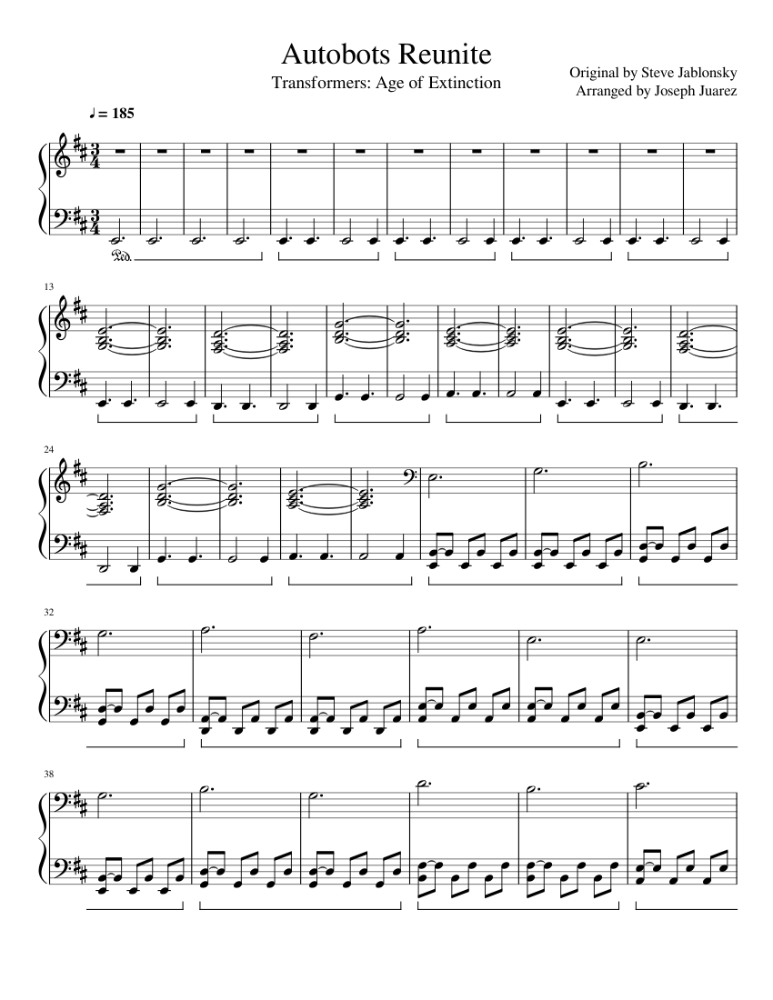 Transformers 4 Autobots Reunite (Piano Cover) sheet music for Piano
