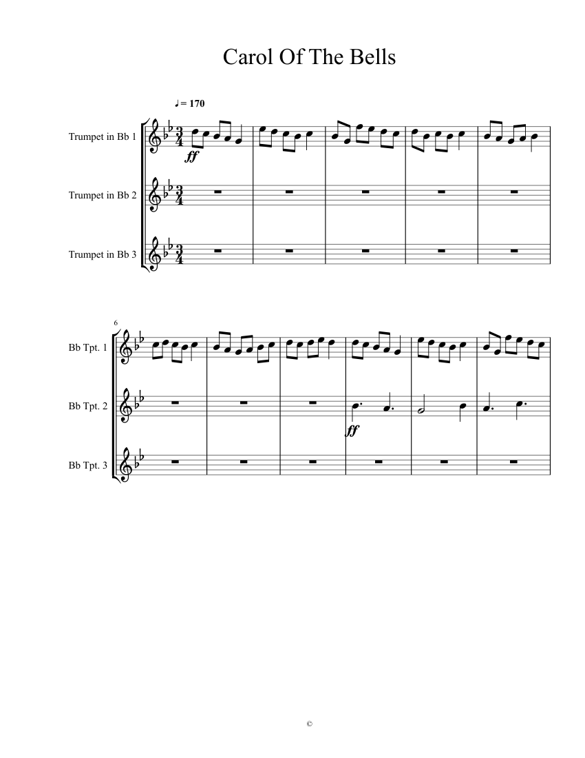 Carol Of The Bells (Trumpet Fanfare) sheet music for ...