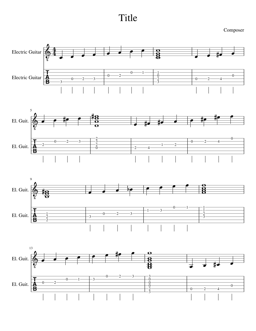 Major scales and Chords for Guitar Sheet music for Guitar | Download free in PDF or MIDI ...
