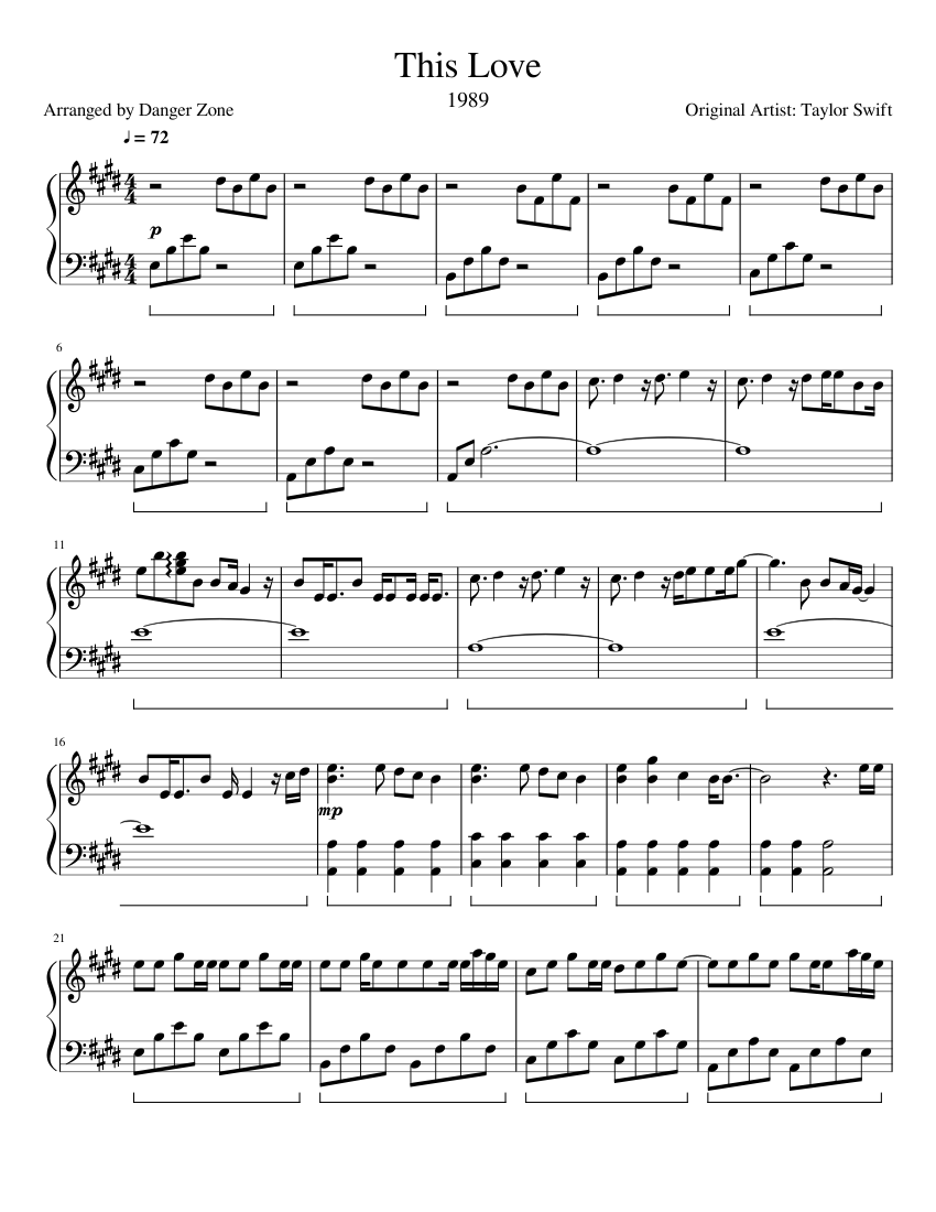 This Love sheet music for Piano download free in PDF or MIDI