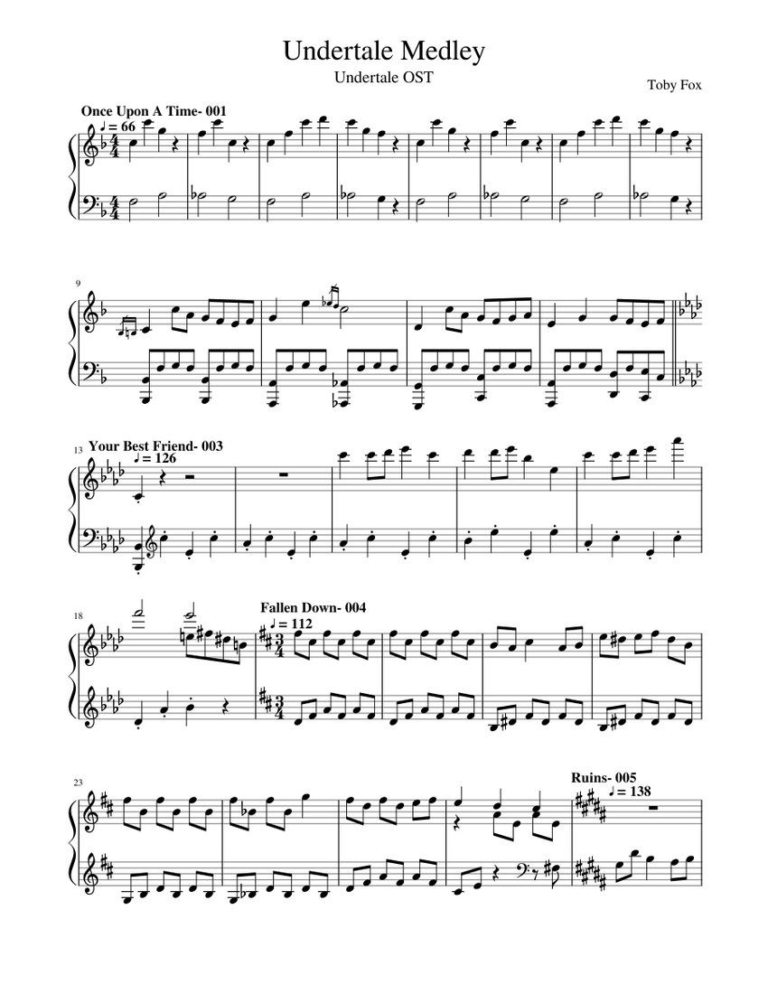 Undertale Medley Sheet music for Piano | Download free in PDF or MIDI