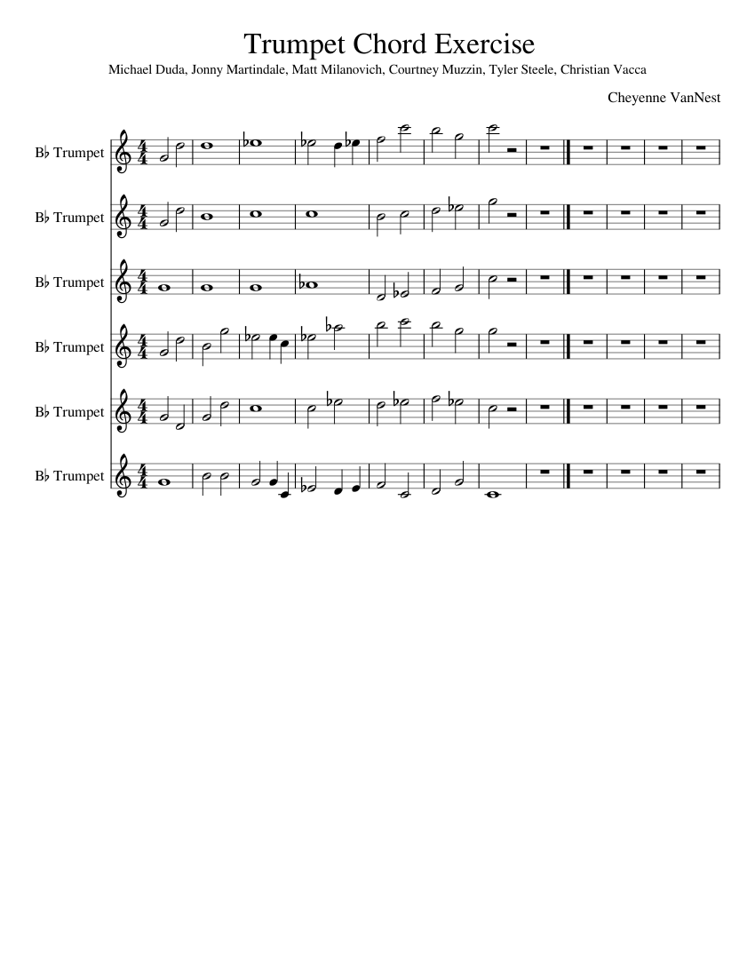 Trumpet Chord Tuning Exercise Sheet music for Trumpet (In B Flat ...