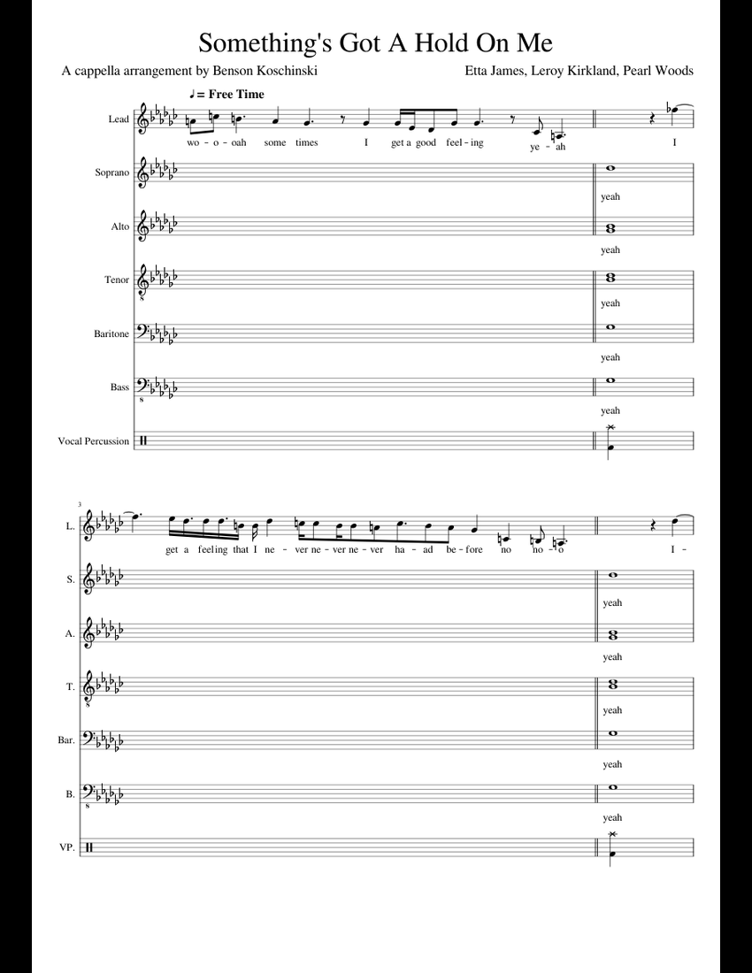 Something's Got A Hold On Me (Ensemble A Cappella Arrangement) sheet