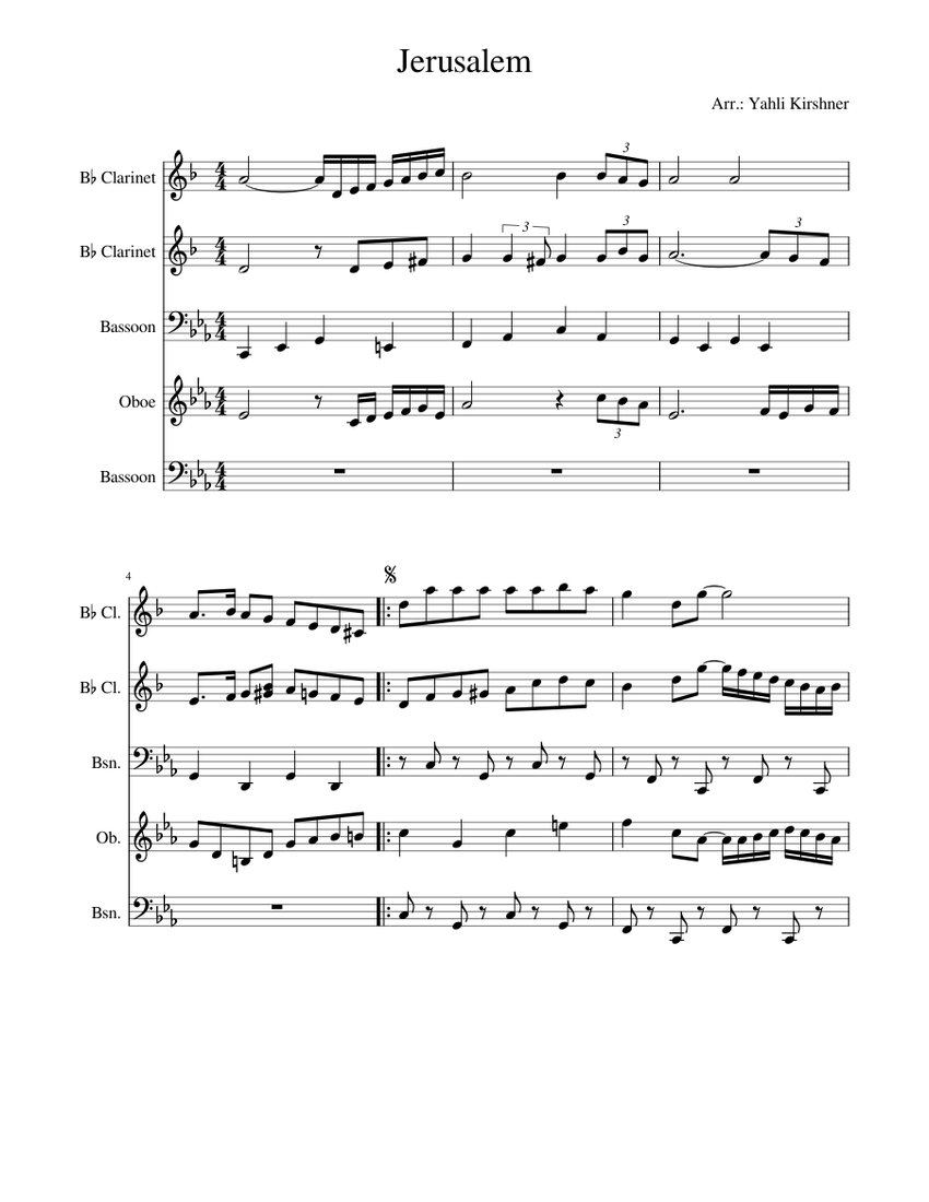 Jerusalem Sheet music for (In B Flat), Oboe, Bassoon (Mixed