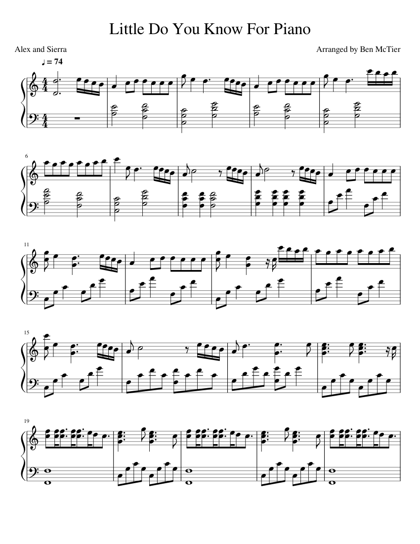 Little Do You Know For Piano Sheet Music For Piano Download Free