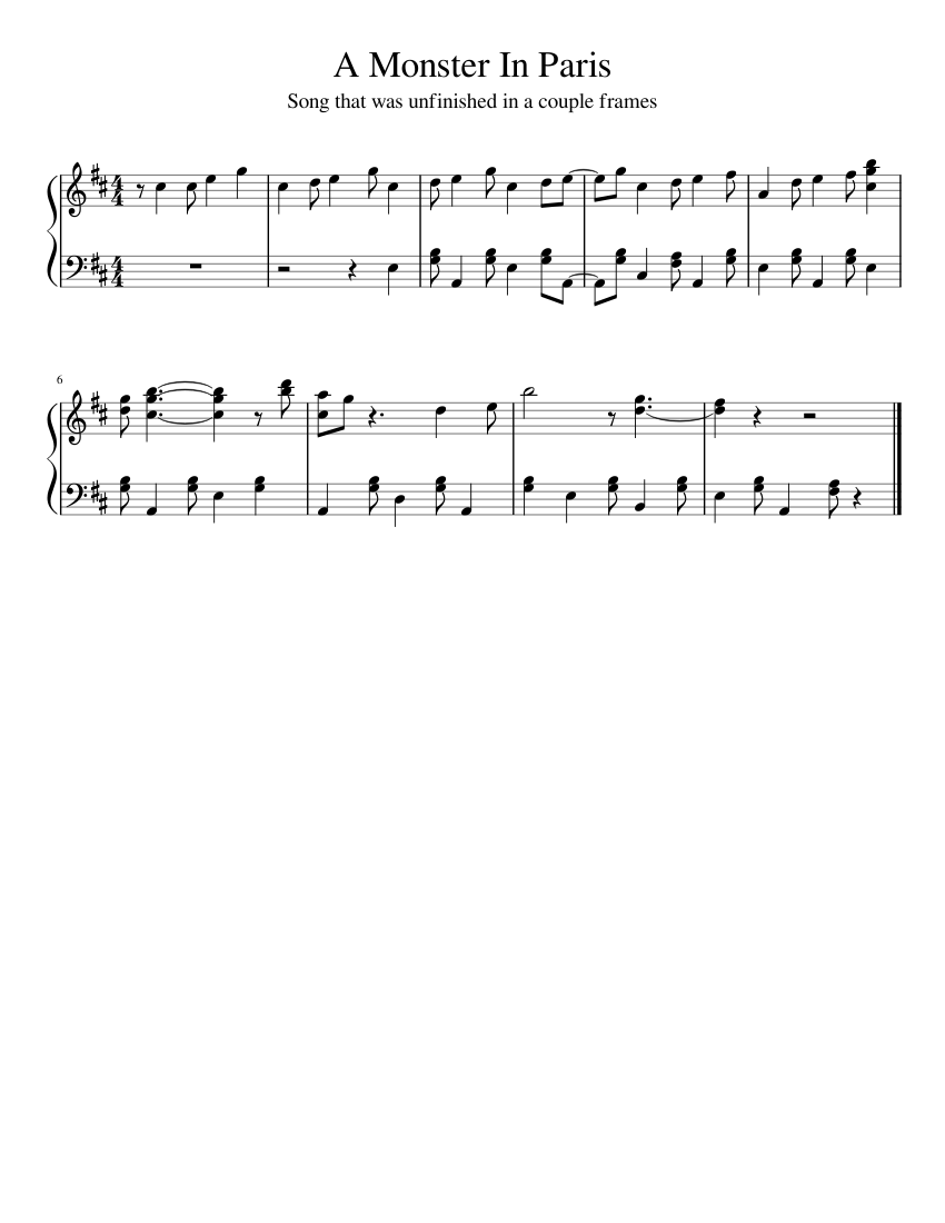 A Monster In Paris Sheet music for Piano (Solo) | Musescore.com