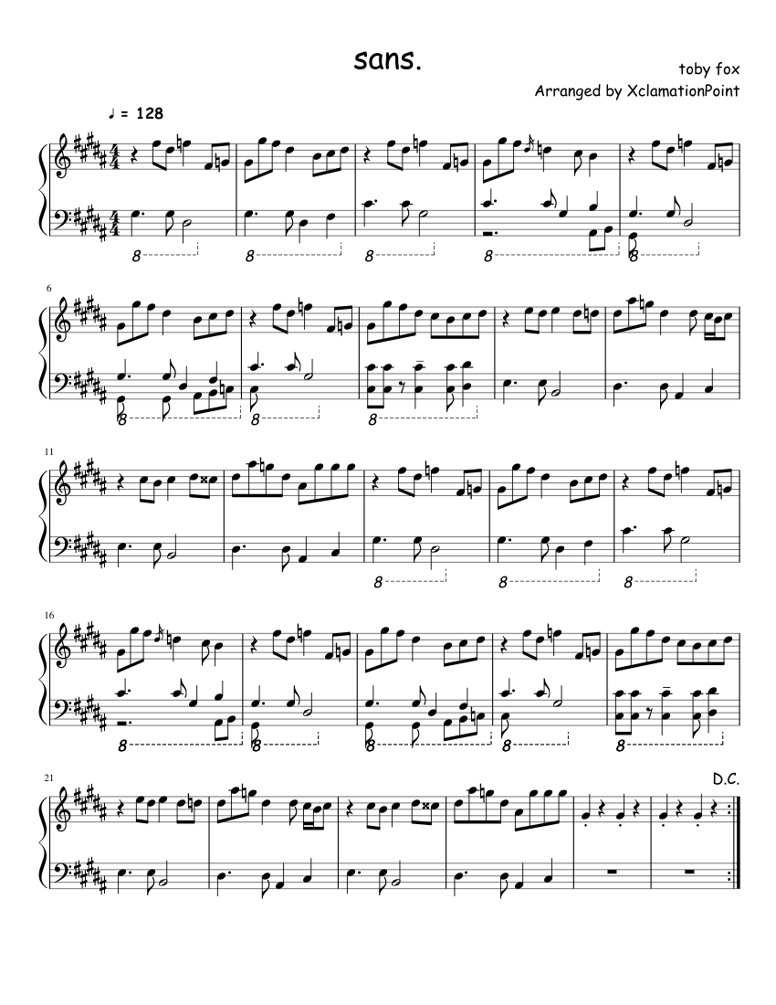sans. Sheet music for Piano | Download free in PDF or MIDI | Musescore.com