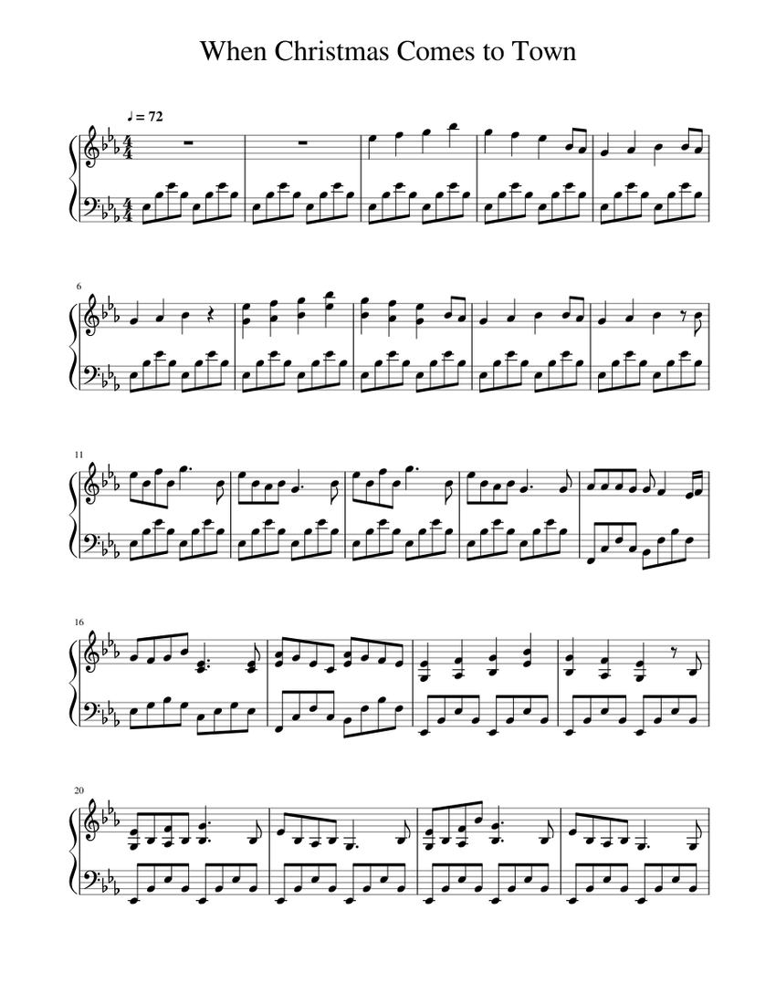 When Christmas Comes to Town Sheet music for Piano (Solo) | Musescore.com