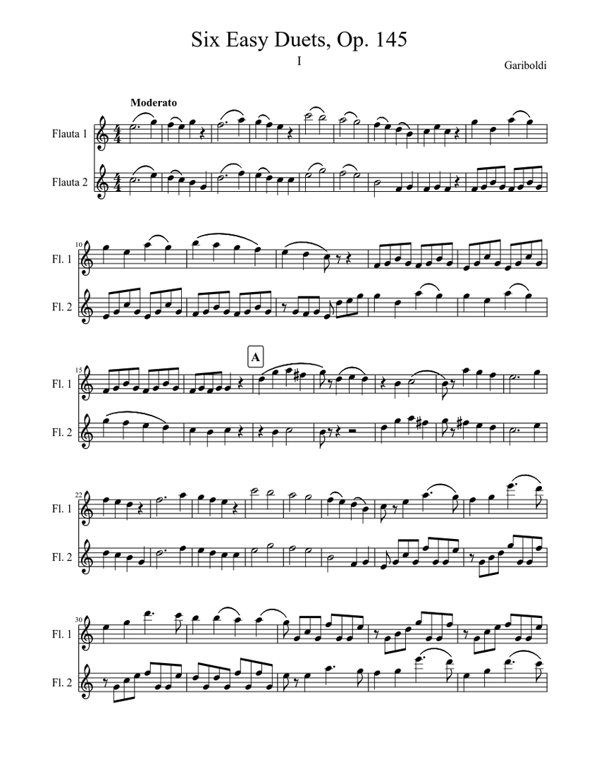 Six Easy Duets Op 145 Sheet Music For Flute Download Free In Pdf Or Midi 