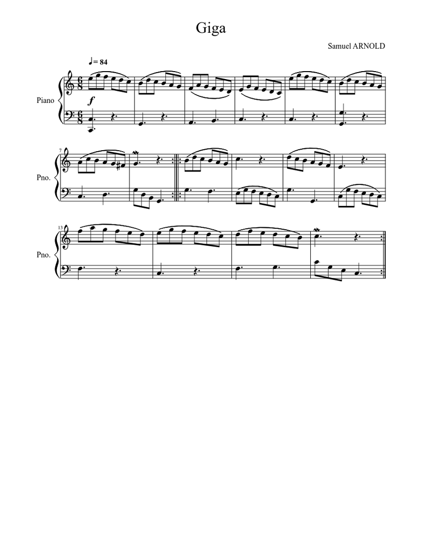 Giga Sheet music | Download free in PDF or MIDI | Musescore.com